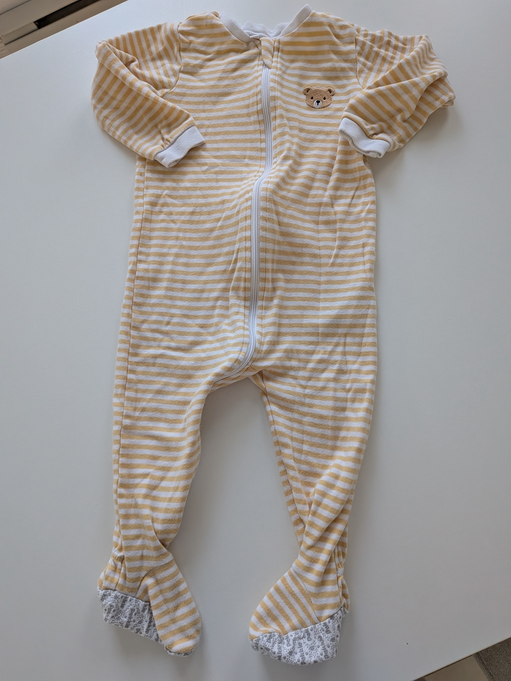 PEKKLE 5 For 25$ Striped Yellow & White Baby One-Piece Footed Sleeper
